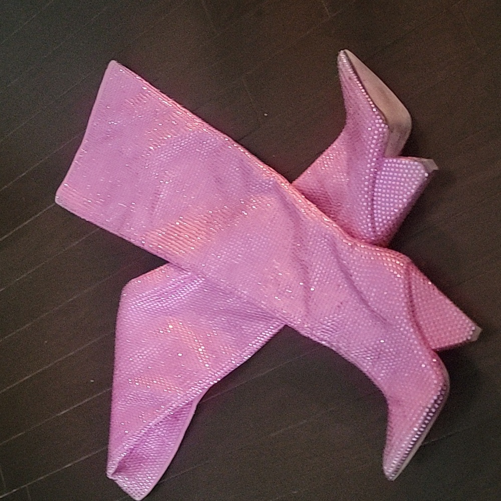 Pink over the knee boots rhinestone size 7